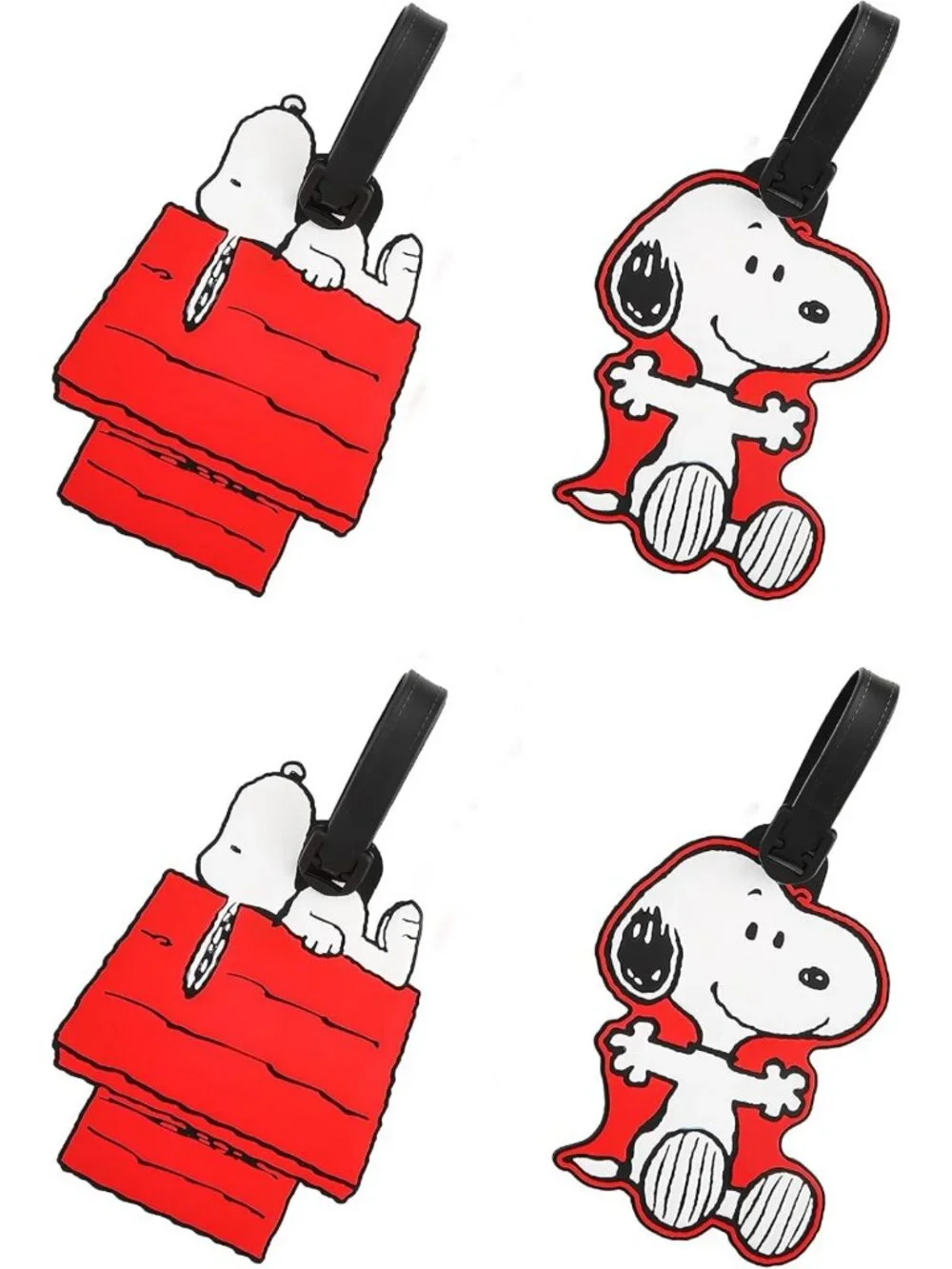 Snoopy Luggage Tags Set of 4 - Cute Travel Accessories for Kids & Adults